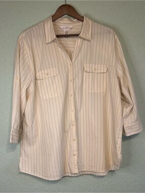 Northern Reflections XXL Cotton Striped Roll Tab Button Down Shirt